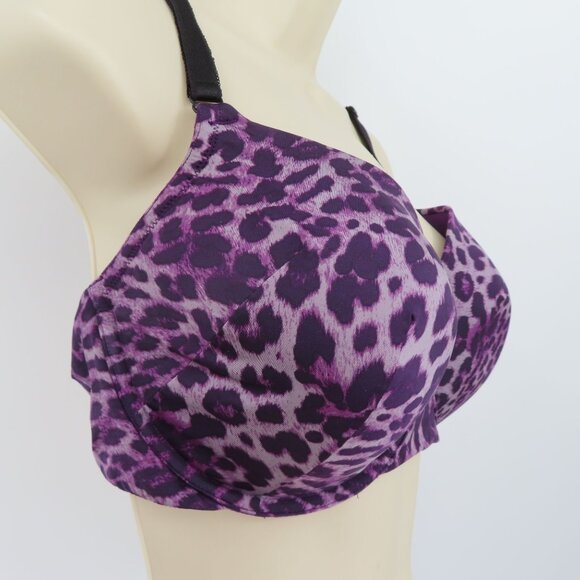 Torrid Curve 44B Bra Purple Black Cheetah Leopard Animal Print Underwire Lined - Picture 2 of 15